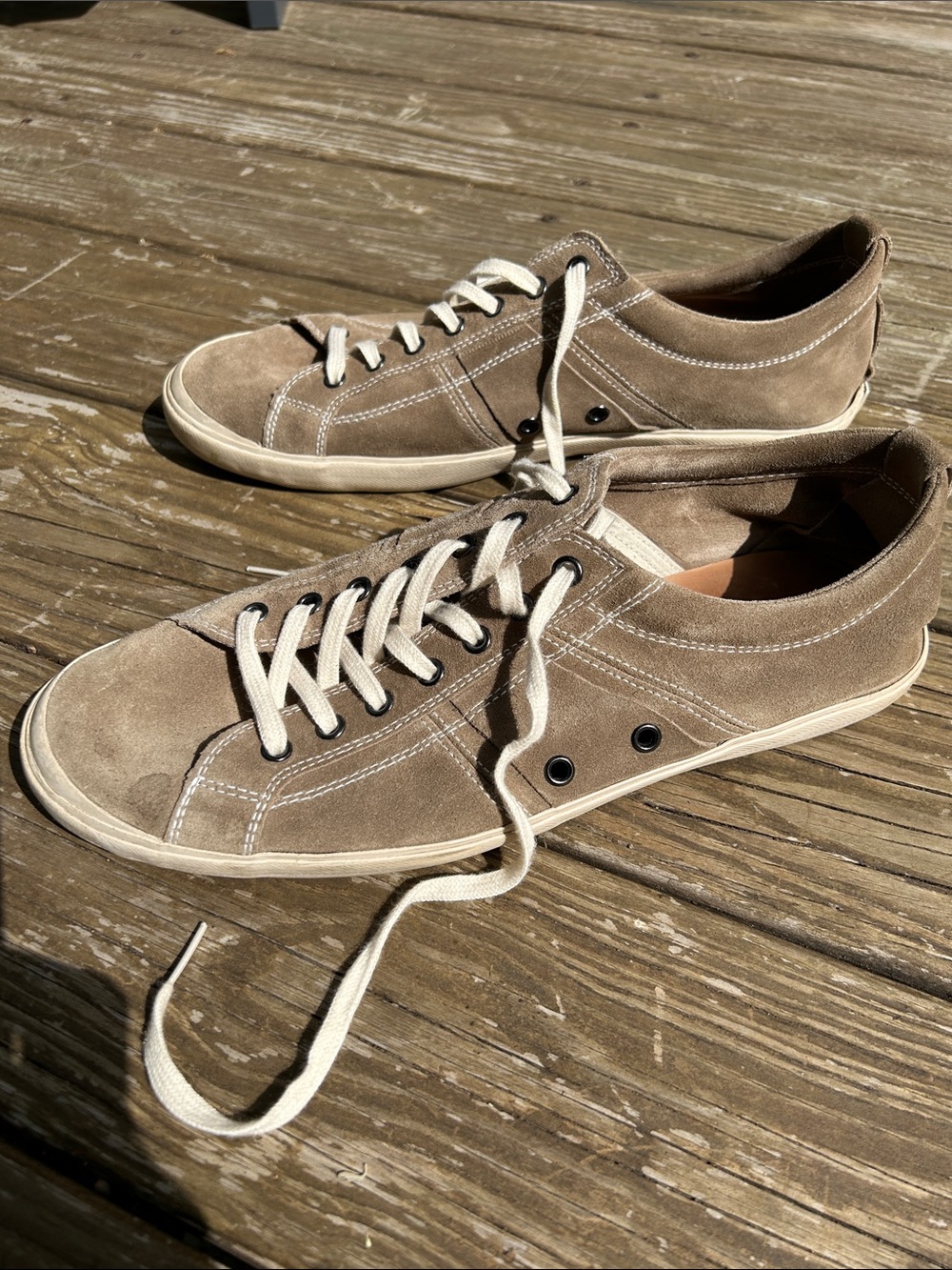 n.d.c. Taupe Suede Low-Top Sneakers with Cream Laces